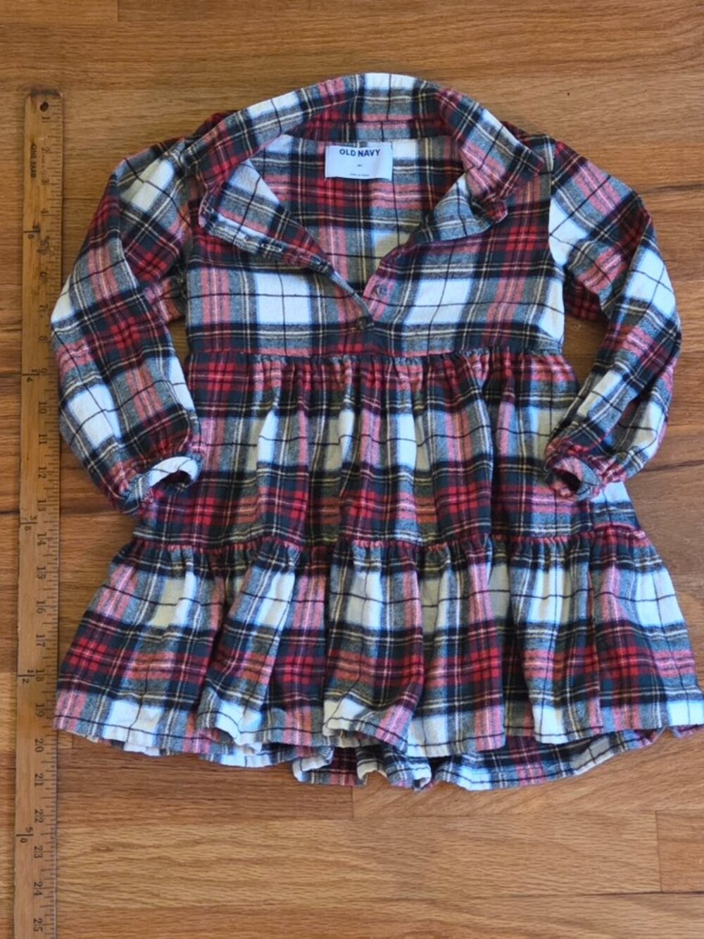 Flannel Holiday Dress, Girls, Old Navy, Red, Green, White, Tartan, 4T